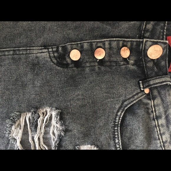 Distressed Grey Denim with rose gold buttons - Picture 3 of 5